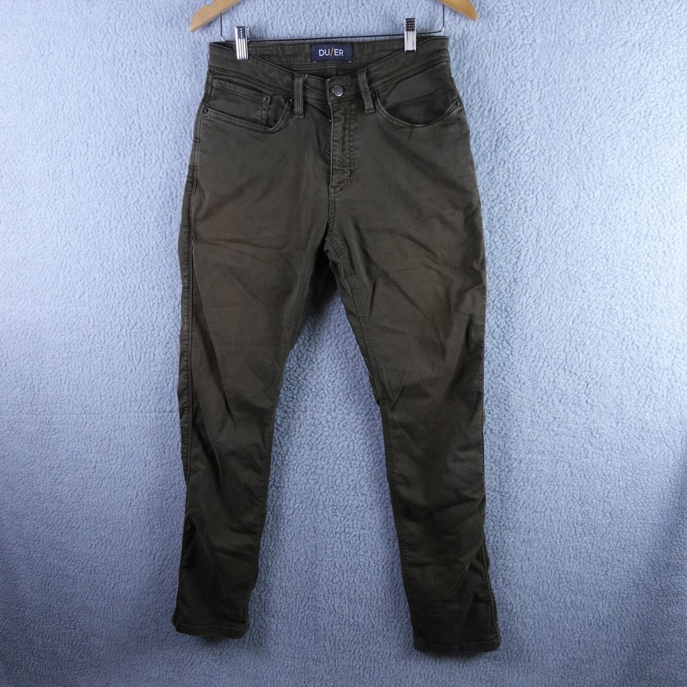 DU/ER No Sweat Relaxed Taper Pants Mens 30x32 Olive Green N2X Stretch Trousers